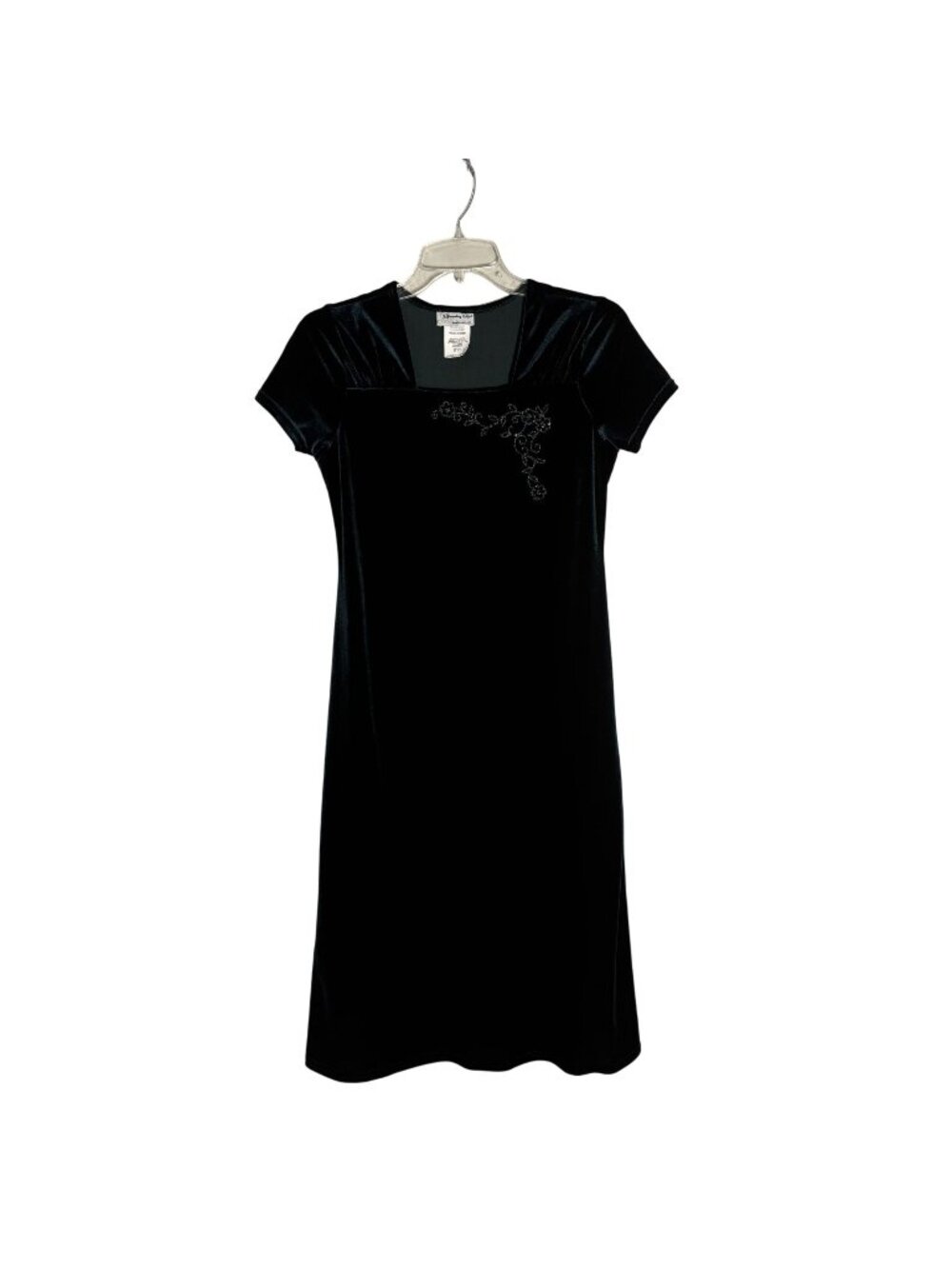 Velvet Dark Green Cap Sleeve Dress Girls Size 14.5  By Disorderly Kids